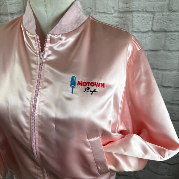Vintage Motown Cafe Las Vegas XL Pink Satin Bomber Jacket Desert Inn - Picture 2 of 10